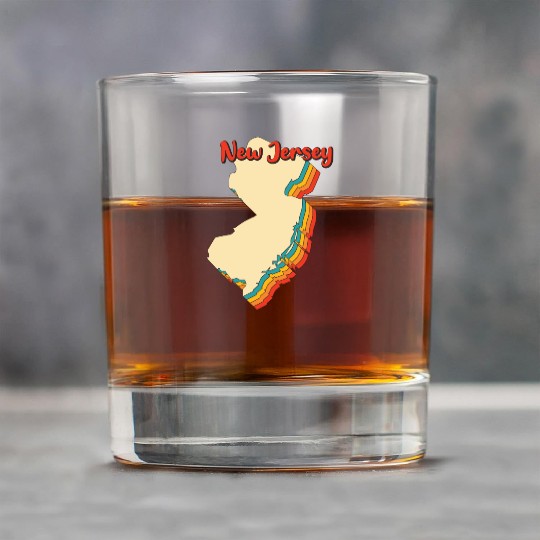 New Jersey Map Outline Vintage Retro Nj Home State Rock Glasses