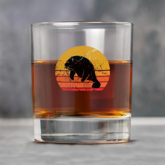 Retro Sun Dugong Manatee Sea Cow Gift Rock Glasses