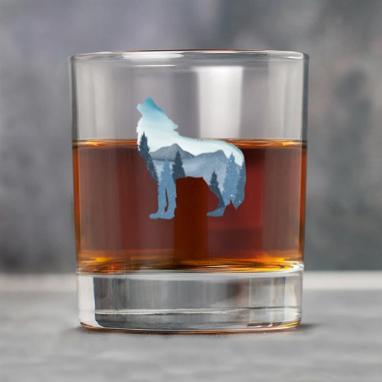 Alpha Wolf Art - Nature Background Rock Glasses