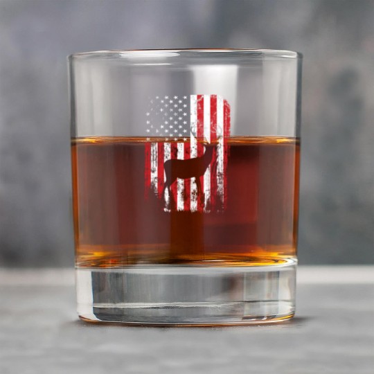Deer Hunting Camouflage Flag Rock Glasses