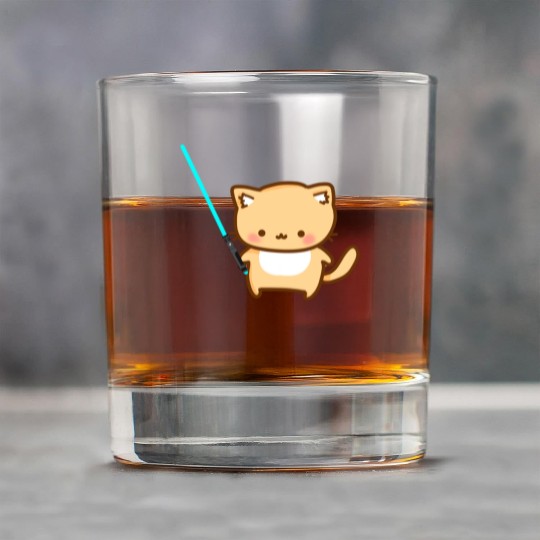 Cute cat with blue lightsaber Rock Glasses