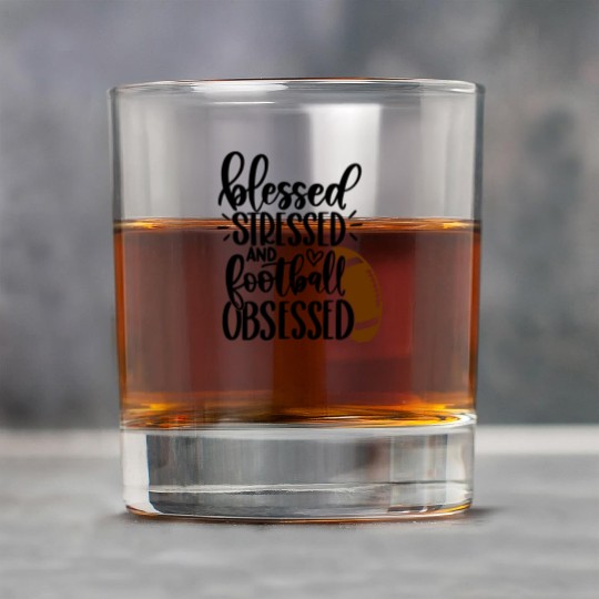 Football Game Day - Blessed Stressed Obsessed Rock Glasses