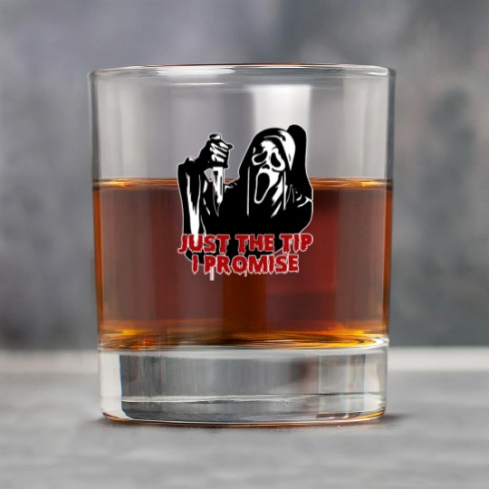 Just The Tip I Promise - Skeleton Horror Halloween Rock Glasses