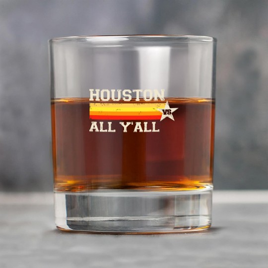 Houston vs All Y'all Vintage Stripe Texas Baseball Rock Glasses