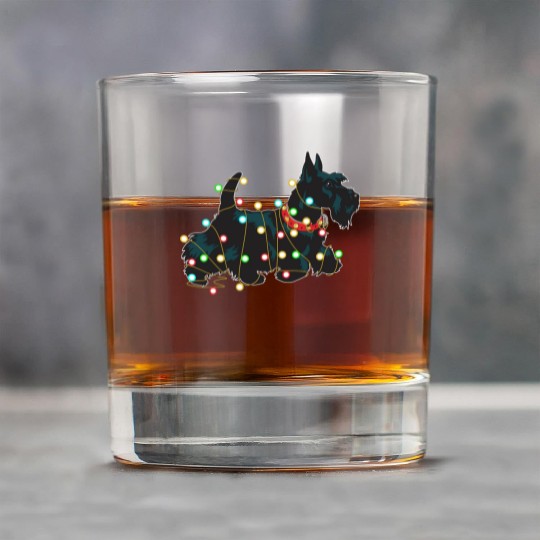 Christmas Lights Scottie Dog Lover Funny Xmas Gift Rock Glasses