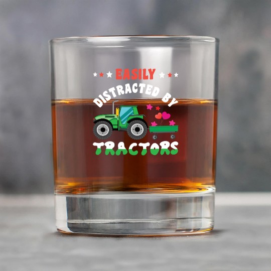Farm Farmer Rancher Easily Distracted Tractor Rock Glasses