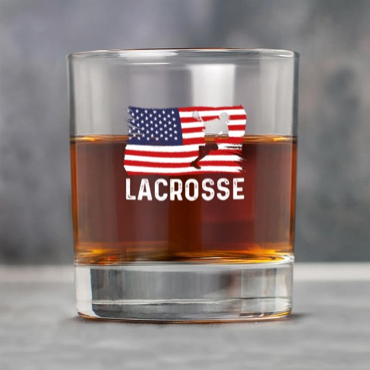 Lacrosse American Flag USA 4th Of July Rock Glasses