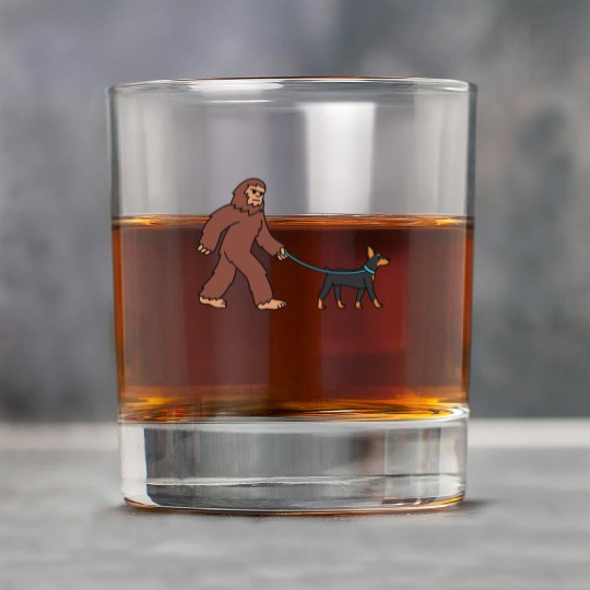 Bigfoot Sasquatch Walking Doberman Rock Glasses