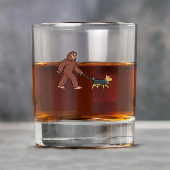 Bigfoot Sasquatch Walking Yorkshire Terrier Rock Glasses
