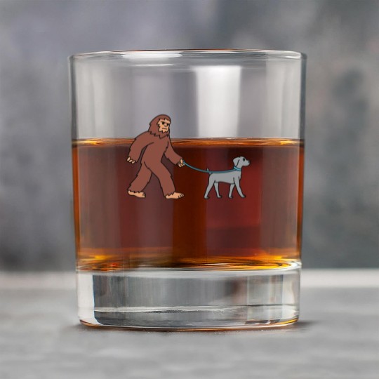 Bigfoot Sasquatch Walking Weimaraner Rock Glasses