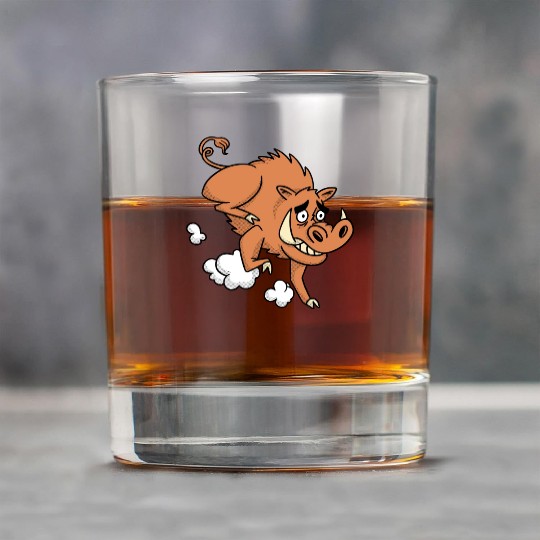 Wild boar animal cartoon running Rock Glasses