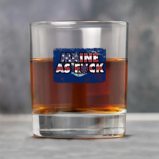 America US Flag State Flag Maine Rock Glasses