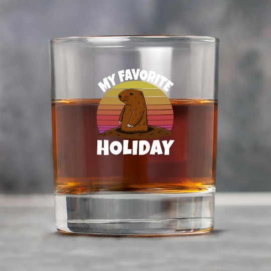 My Favourite Holiday Groundhog Rock Glasses