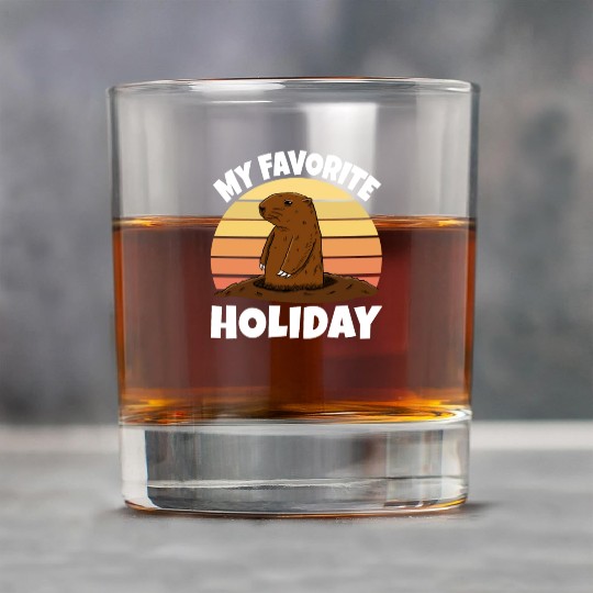 My Favourite Holiday Groundhog Rock Glasses