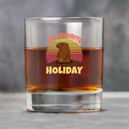 My Favourite Holiday Groundhog Rock Glasses