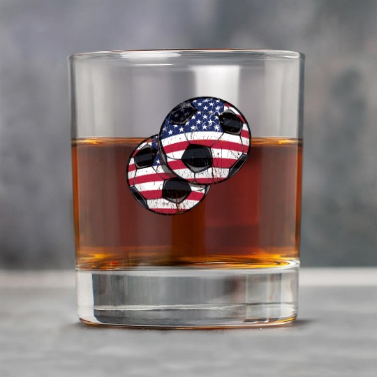 Soccer Ball America American Flag 4th Of July Rock Glasses