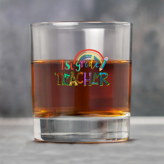 Leopard 1st Grade Teacher Rainbow Rock Glasses