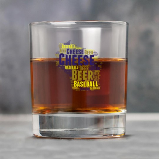 Cheese, Beer, and Baseball Wisconsin Rock Glasses