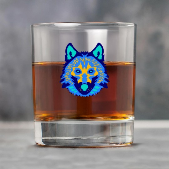 blue wolf face Rock Glasses