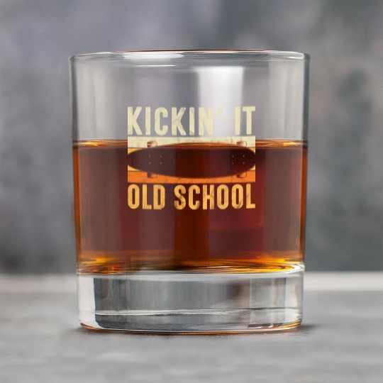 Kickin' It Old School Skateboarder Funny Skateboar Rock Glasses