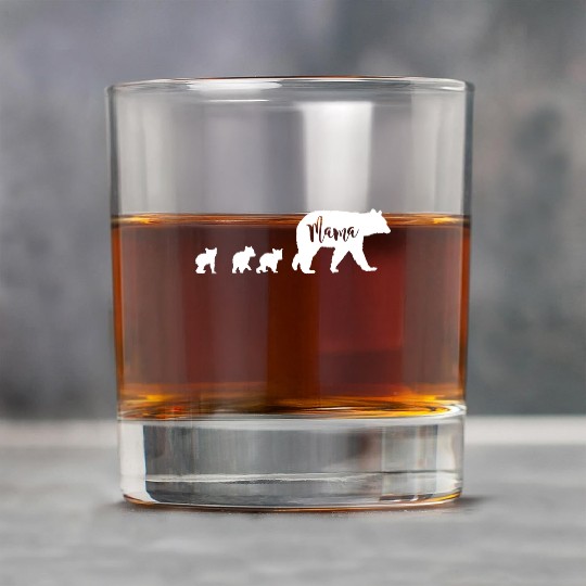 Mama Bear With 3 Three Cubs Fun Mom Mother Rock Glasses