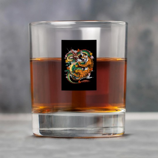 Japanese Dragon Tiger Rock Glasses