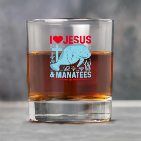 I Love Jesus and Manatees - Sea Cows Lover Rock Glasses