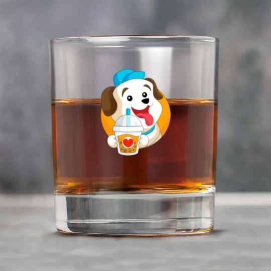 Kawaii Dog Loves Rock Glasses Boba Tea Bubble Tea Anime