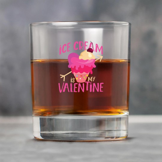 Ice Cream Valentines Day Heart Rock Glasses
