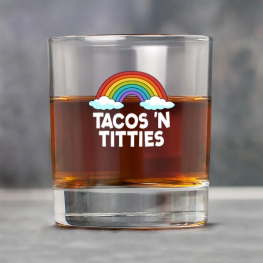 Tacos N Titties Rainbow Lesbian Funny LGBT Rock Glasses