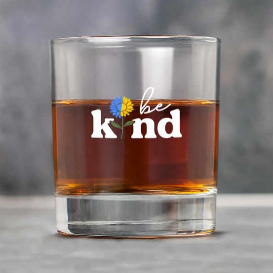 Be Kind Yellow Blue Sunflower World Down Syndrome Rock Glasses