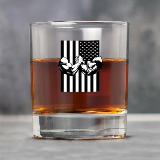 Arm Wrestling USA Flag Muscle Rock Glasses