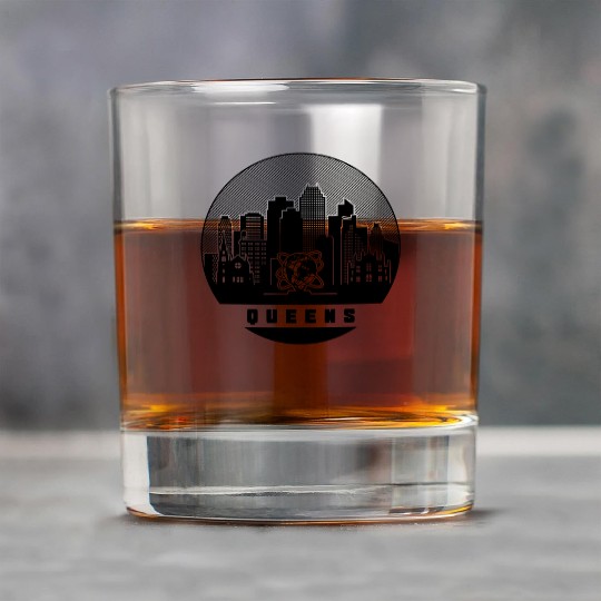 Queens New York Skyline Rock Glasses