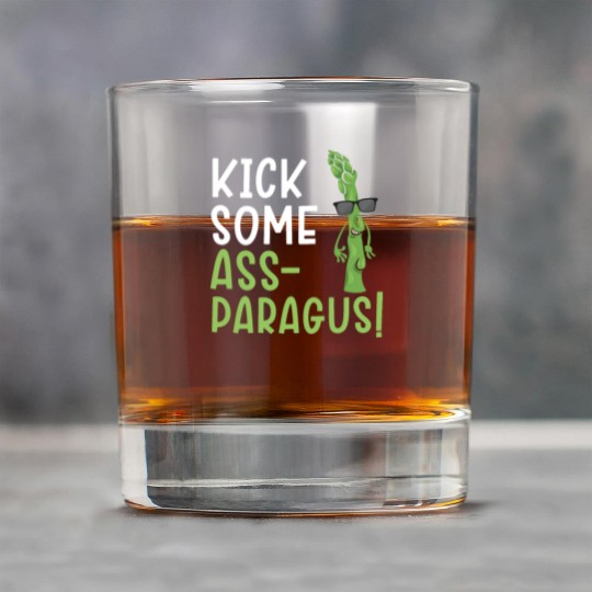 Kick Some Ass-paragus Asparagus Vegetable Vegan Rock Glasses