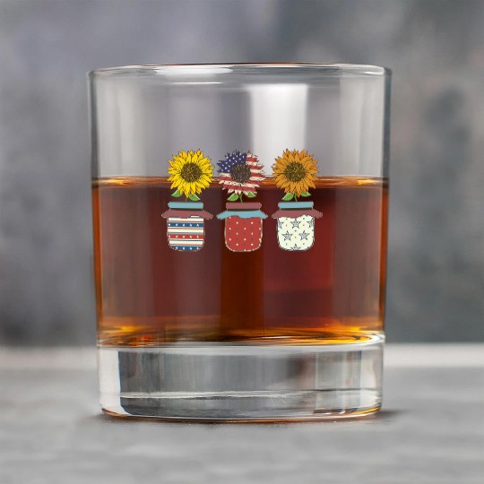 Sunflower American Flowers Women Patriotic Mom Rock Glasses