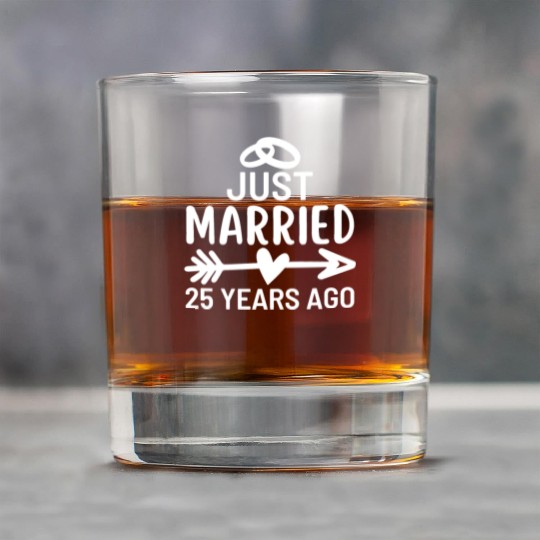 Just Married 25 Years Ago Wedding Anniversary Rock Glasses