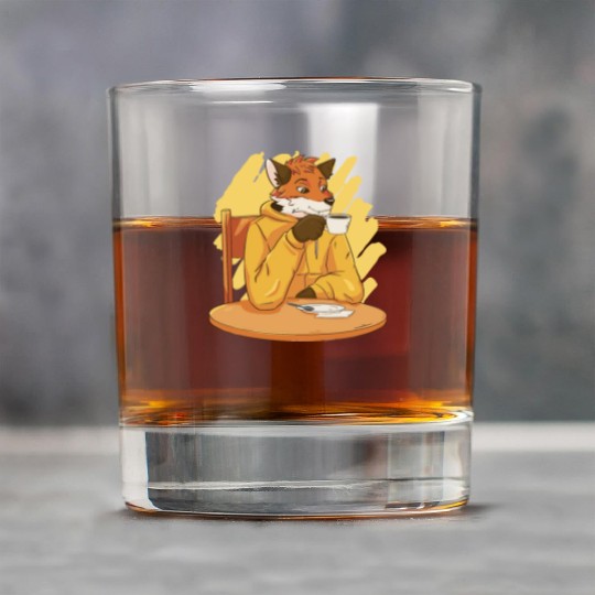 Fox Drinking Coffee Rock Glasses