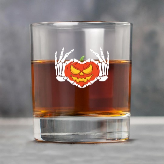 Skeleton Hand Heart Sign Funny Halloween Rock Glasses