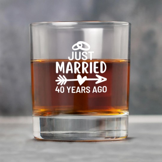 Just Married 40 Years Ago Wedding Anniversary Rock Glasses