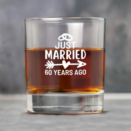 Just Married 60 Years Ago Wedding Anniversary Rock Glasses