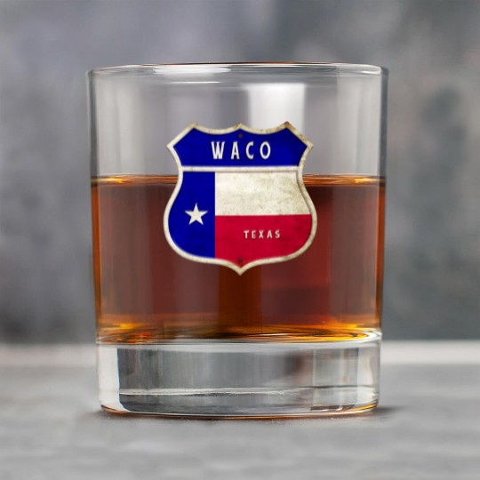 Waco Texas crest flags design Rock Glasses