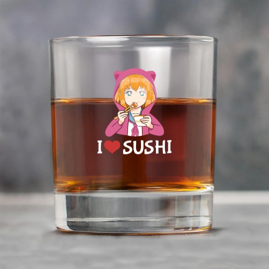 Kawaii Anime Girl I Love Sushi Rock Glasses