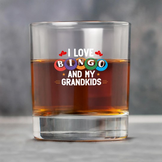 I Love Bingo And My Grandkids Funny Bingo Rock Glasses