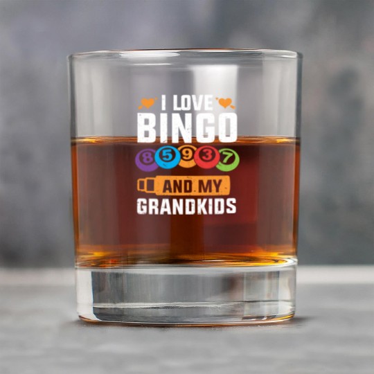 I Love Bingo And My Grandkids Funny Bingo Rock Glasses
