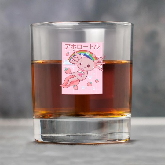 Kawaii Axolotl Strawberry Milk Rock Glasses