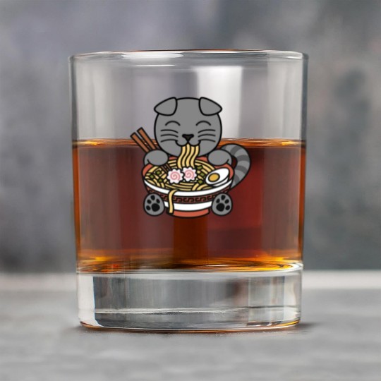 Scottish Fold Cat Ramen Noodles Rock Glasses