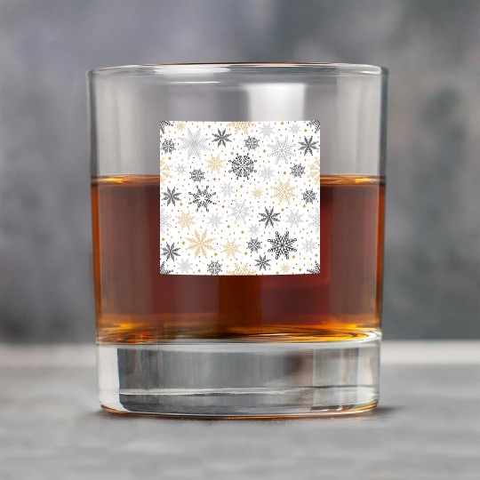 Modern Snowflakes Pattern White Gold Rock Glasses