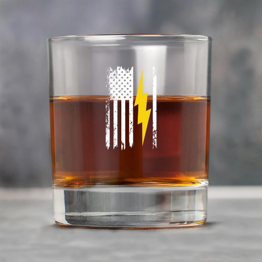 Cool Lightning Bolt And Flag Electrician Rock Glasses