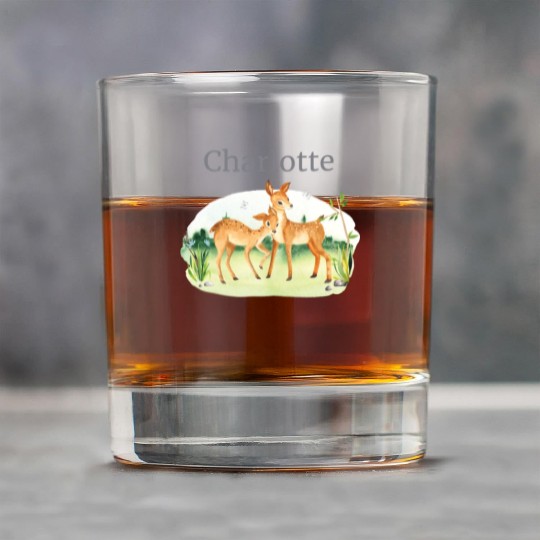 Forest Animal Deer Flowers Name Charlotte Rock Glasses