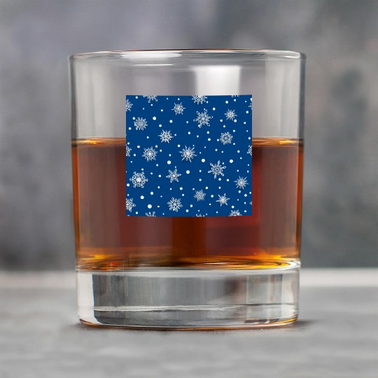 Modern Navy Blue Snowflakes Pattern Rock Glasses
